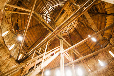 wood interior of old Borisoglebskiy Kremlin's tower.の写真素材