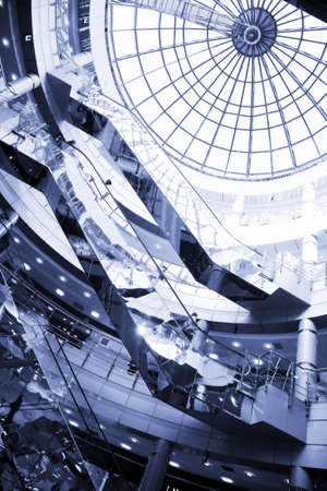 escalaters in a city mallの写真素材