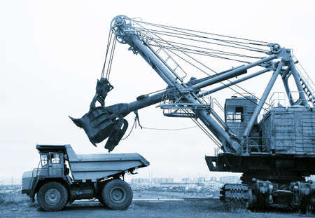 Loading in a body of 40-ton truck.の写真素材