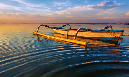 Water Ripple Beside Jukungの写真素材