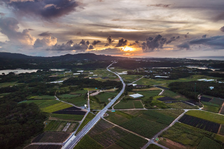 Aerial photography countryの写真素材