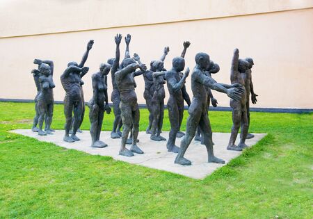 SIGHETU MARMATIEI, ROMANIA - APRIL 27, 2017: Procession of the sacrificed beings - monument in Memorial of the Victims of Communism and of the Resistance, Sighetu Marmatiei, Romania on April 27, 2017のeditorial素材