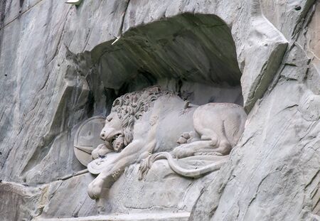 Dying lion Monument in Lucerne, the Famous landmark of Switzerland.の写真素材