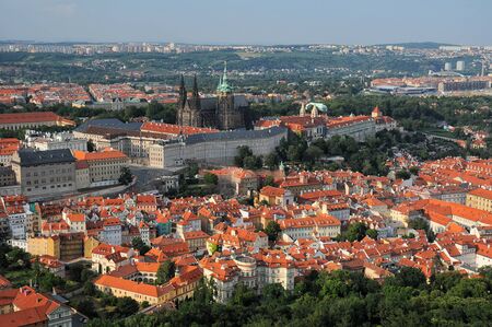 Aerial view over Old Town Hradcany Castle District in Pragueの写真素材