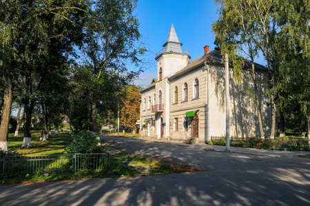 Historical town hall in Bilshivtsi (Bolszowce), Ivano-Frankivsk region, Ukraine at sunny summer morningの写真素材