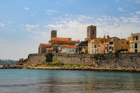 Picturesque view of historic center of Antibes, French Riviera, Provence, France.の写真素材