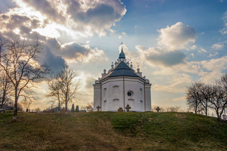 Scenic view of famous St. Elijah Church in Subotiv village near Chyhyryn, Cherkasy region, Ukraine. It is a ukrainian national monument and place where Hetman Bohdan Khmelnytsky is buriedの写真素材