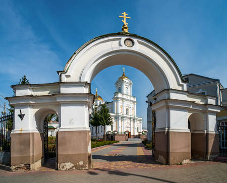 Gates of Holy Trinity Orthodox Cathedral. Former part of histirical Bernardine Monastery. Sunny spring day. Lutsk, Ukraineの写真素材