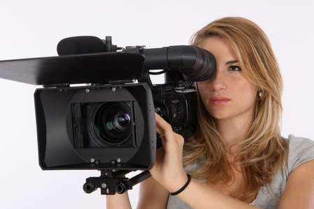 Beautiful Blond Girl Filming In A Studio