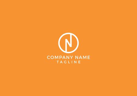 Alphabet Circle Monogram Letter N  Creative Minimal Unique Design with Orange and White Color in Vector Editable File.のイラスト素材