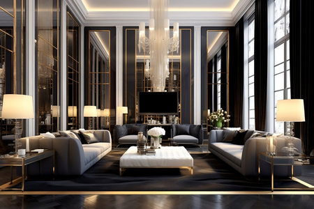 Sophisticated Contemporary Interior Design with Glamourous Touch Generative AIの素材