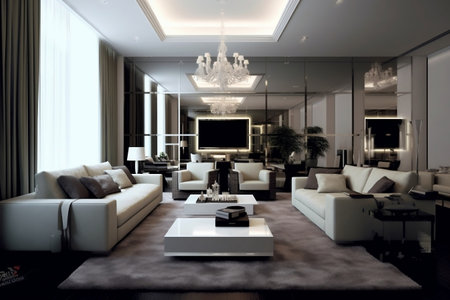 Sophisticated Contemporary Interior Design with Glamourous Touch Generative AIの素材