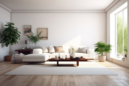 Minimalist Beautiful Living Room Generative AIの素材