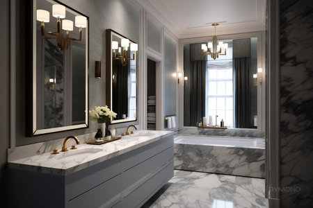 Sophisticated Marble Bathroom Sanctuary Generative AIの素材