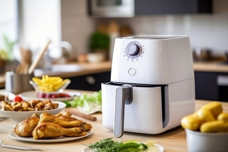 White Air Fryer or Oil Free Fryer Appliance Generative AIの素材
