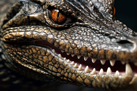 Close Up Majestic Crocodile Dinosaur Generative AIの素材