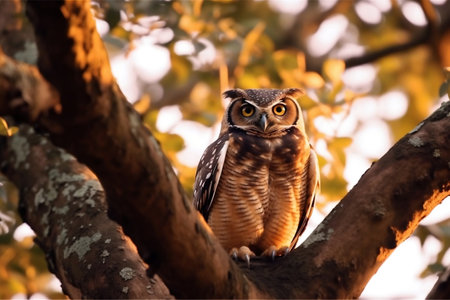Owl Perched on a Tree Generative AIの素材