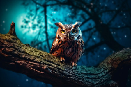 Owl Perched on a Tree Generative AIの素材
