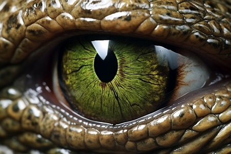 Close Up Mesmerizing Eye of a Crocodile Dinosaur Generative AIの素材