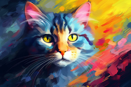 Unique Abstract Cat Art Digital Painting Generative AIの素材