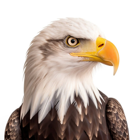 American Bald Eagle on a White Background Generative AIの素材