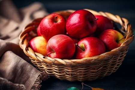 Fruits of Apple in a Table Basket Generative AIの素材