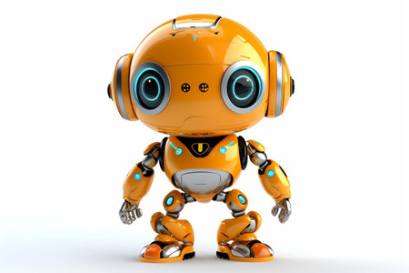 Charming Robot with White Background Generative AIの素材