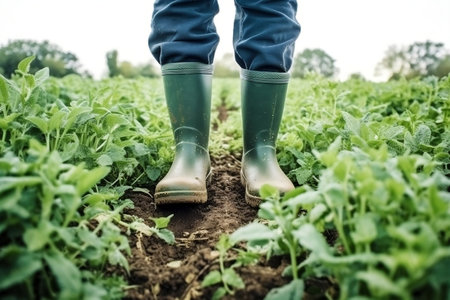 Farmer's Feet in Rubber Boots Close Up Generative AIの素材