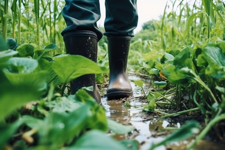Farmer's Feet in Rubber Boots Close Up Generative AIの素材