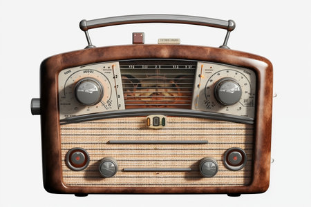 Vintage Radio on a White Background Generative AIの素材