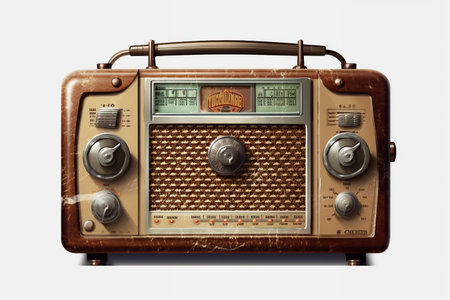 Vintage Radio on a White Background Generative AIの素材