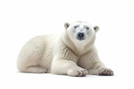 Isolated Polar Bear on a White Background Generative AIの素材