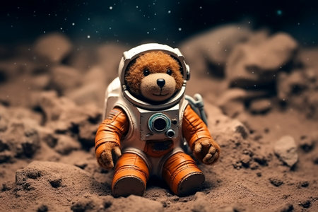 Teddy Bear in Astronaut's Space Adventure Generative AIの素材