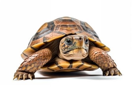 Isolated Turtle on a White Background Generative AIの素材