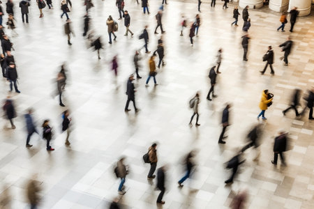 Bird's Eye View of People in Motion - Dynamic Movement and Urban Bustleの素材