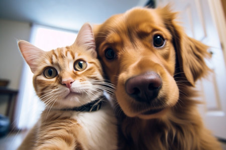 Feline and Canine Best Friends - Pawsome Selfie Adventureの素材