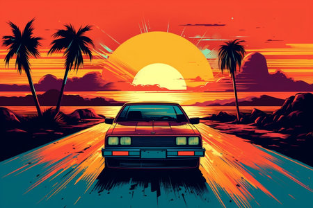 Stylish Car Illustration - Dynamic Drive and Modern Designの素材