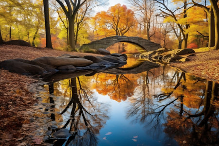 Autumn Panorama in Central Park, New York - Vibrant Fall Colors and Urban Oasisの素材