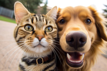 Feline and Canine Best Friends - Pawsome Selfie Adventureの素材
