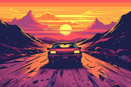 Stylish Car Illustration - Dynamic Drive and Modern Designの素材