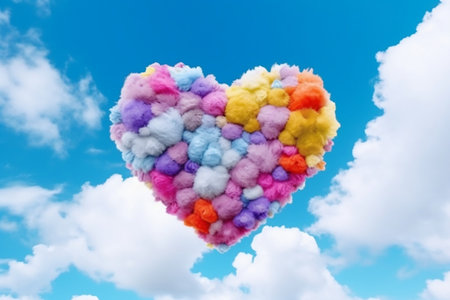 Colorful Heart-Shaped Cloud in the Sky - Love and Serenityの素材
