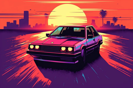 Stylish Car Illustration - Dynamic Drive and Modern Designの素材