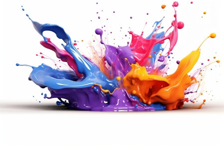 Vibrant Paint Splash on White Background - Colorful Artistic Expression and Creativityの素材