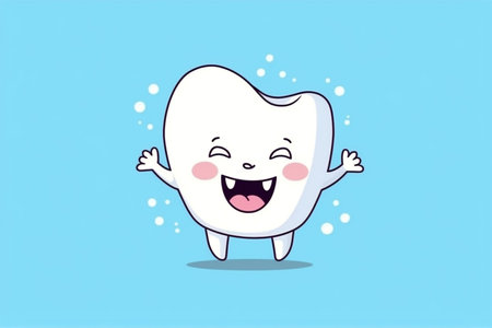 Adorable Cartoon Tooth Character - Cute Dental Mascot and Smiling Charmの素材