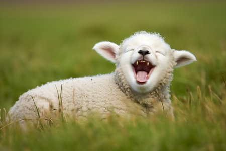 Joyful Sheep Bursting into Laughter Generative AIの素材