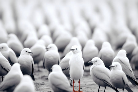 White Bird Standing Out from the Crowd Generative AIの素材