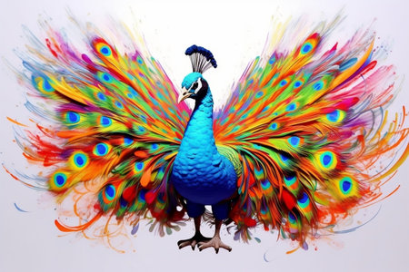 Elegant Abstract Peacock Artwork - Majestic Beauty and Vibrant Colorsの素材