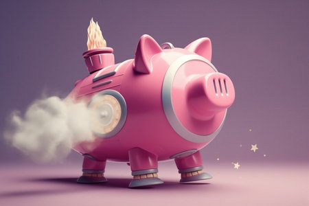 Financial Takeoff Concept with Piggy Bank - Growth and Prosperityの素材
