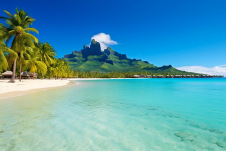 Tropical Beach Panorama as Background Exotic Paradise and Serene Coastal Beauty.の素材