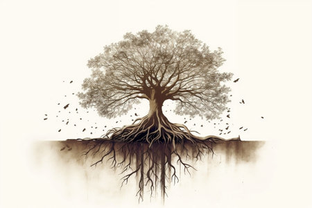 Tree of Life as Panoramic Background - Nature's Abundance and Symbolic Serenityの素材